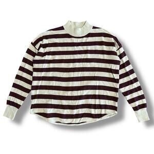 Madewell Mock Neck Sweater Women’s S Burgundy Green NWT Merino Alpaca Blend‎